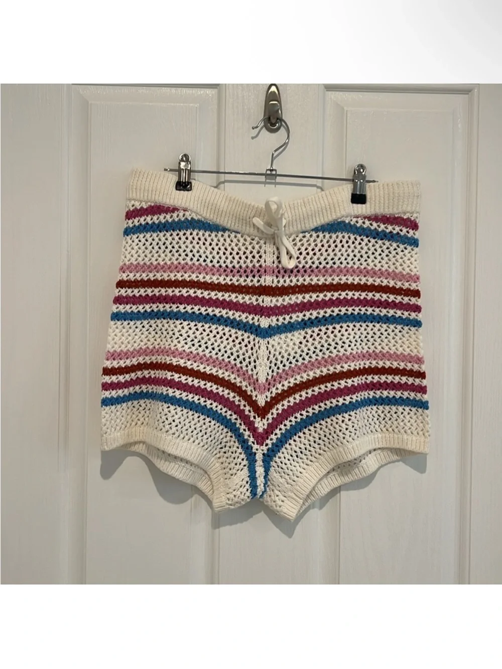 I*space Striped Knit Women’s Shorts - Cream/white Multi